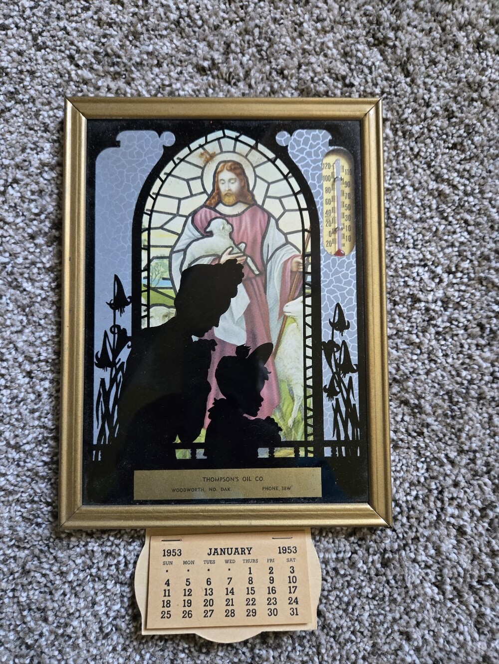 1953 Thompson's Oil Co. Calendar with Framed Art